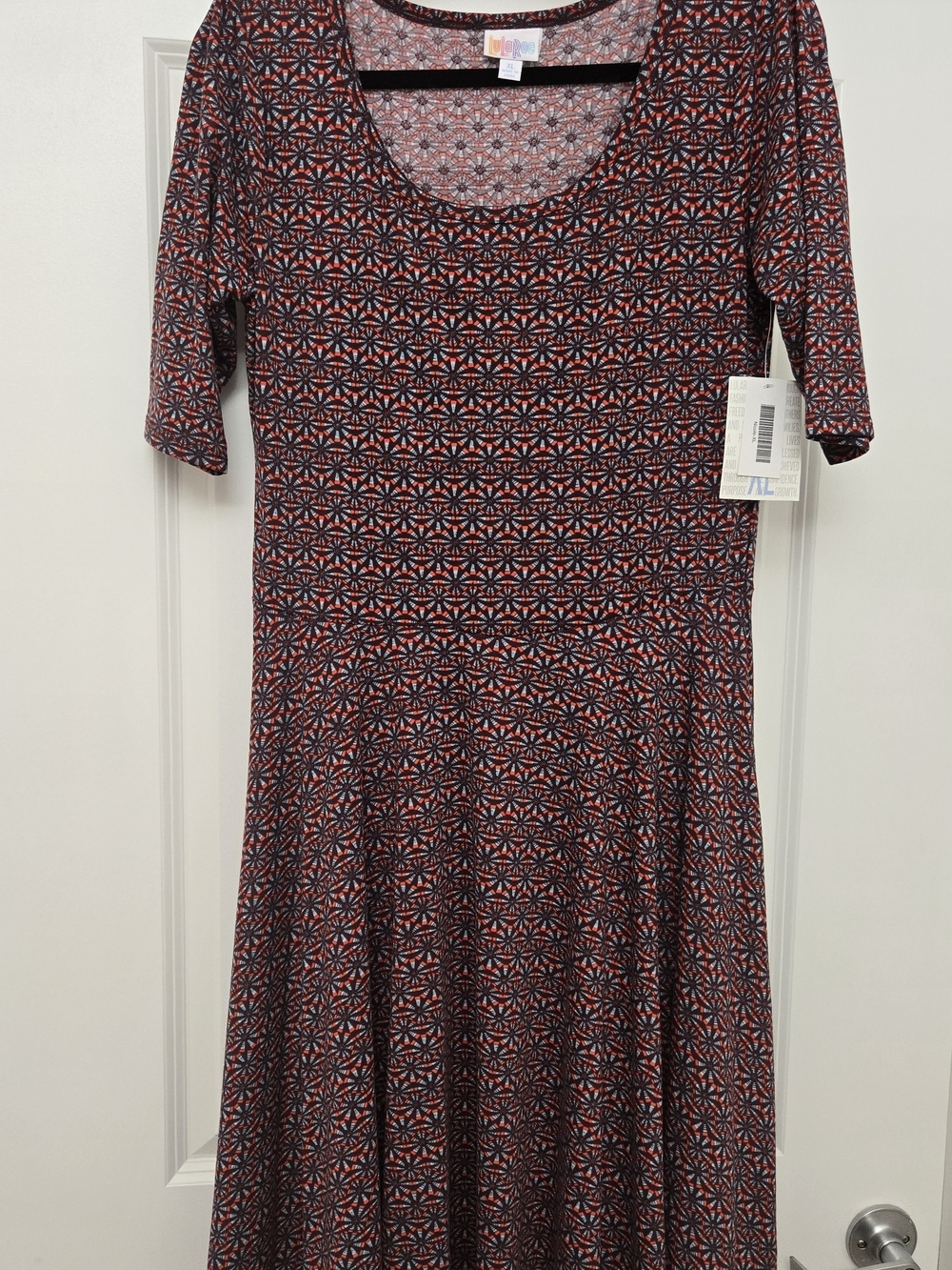 LuLaRoe Classic Nicole Scoop Neck Midi Dress in Geometric Floral